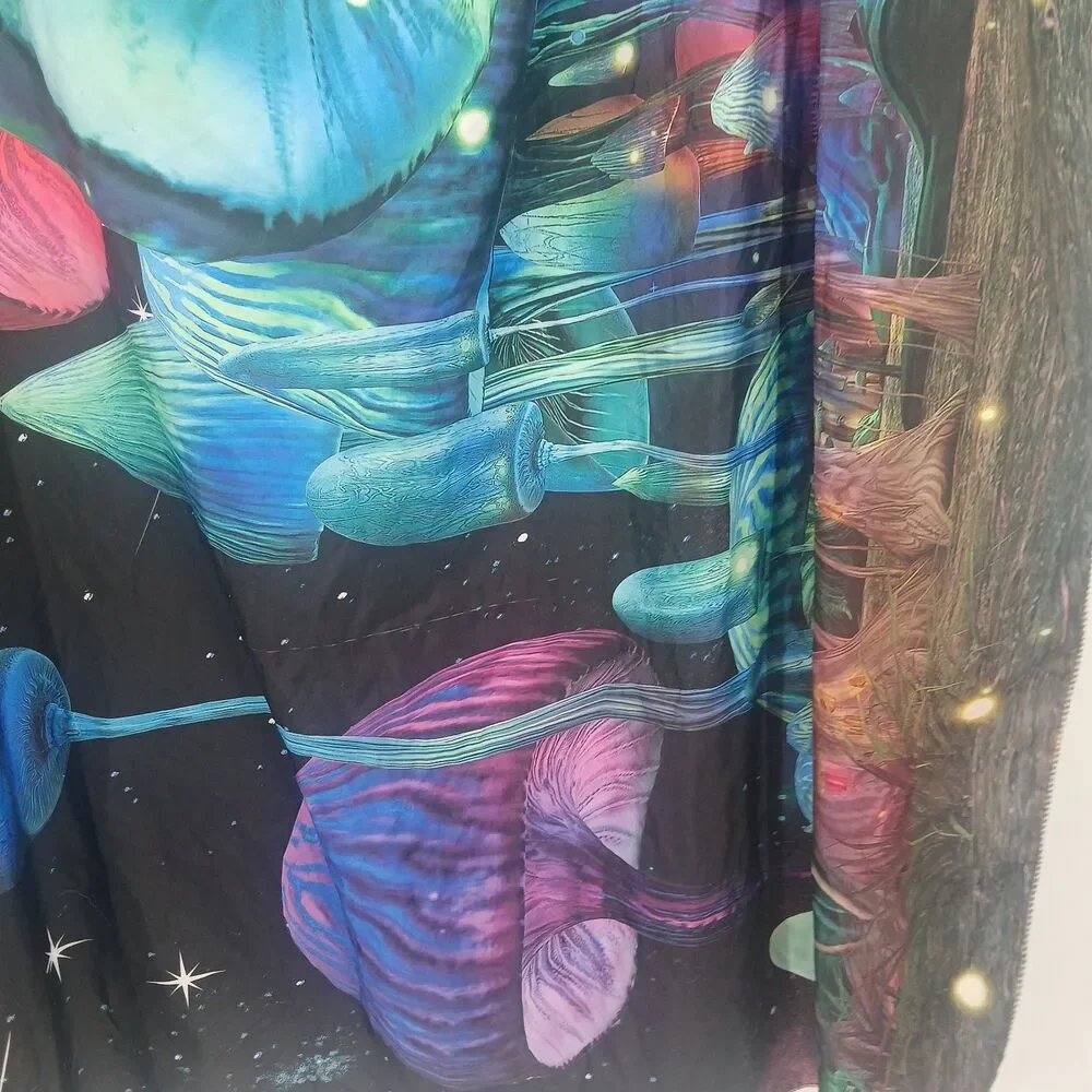 jellyfish mushroom galaxy pink purple blue tapestry fabric wall art trippy